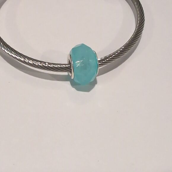 Silver Blue Faceted Charm for Pandora Style - Picture 1 of 4